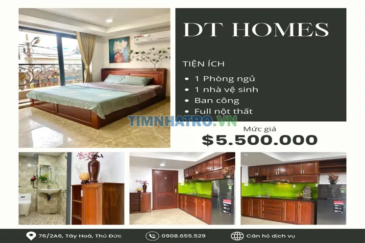 cho thuê nhanh phòng full nội thất ở DT Homes quận 9