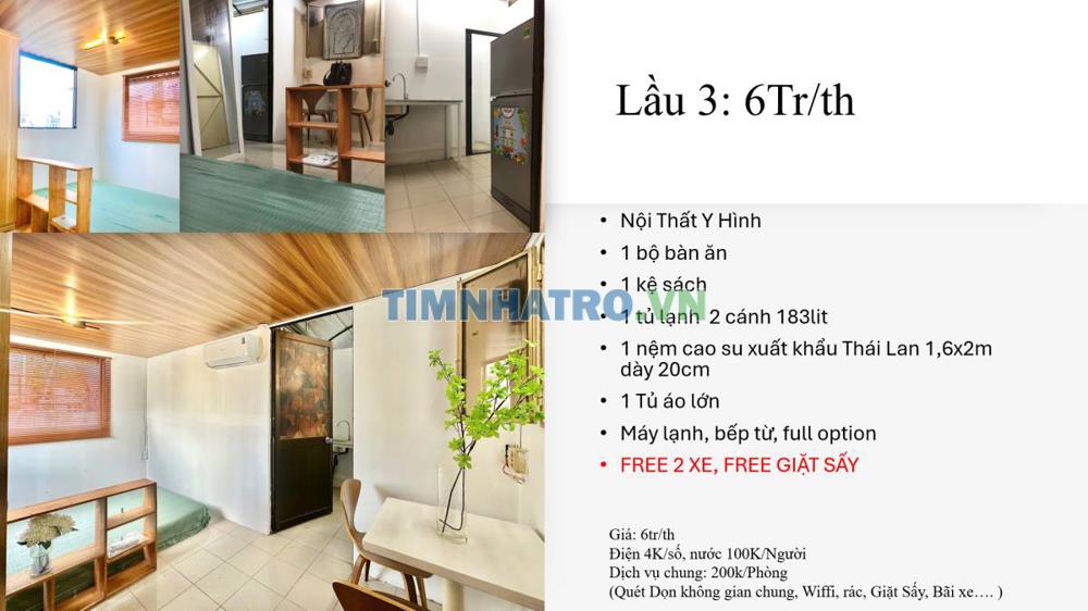 Studio 30M2 Tách Bếp Full Nội Thất, Free 2 Xe, Free Giặt Sấy, 6Tr/Th