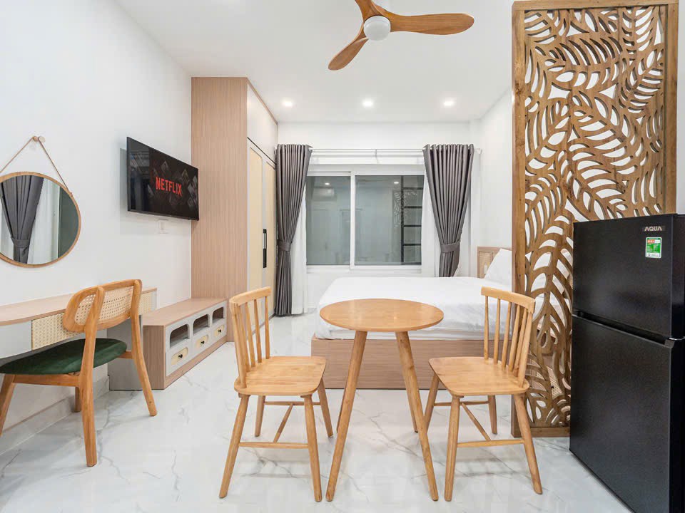 CHO THUÊ CĂN HỘ STUDIO FULL NỘI THẤT NGAY NHÀ GA T3 QUẬN TÂN BÌNH