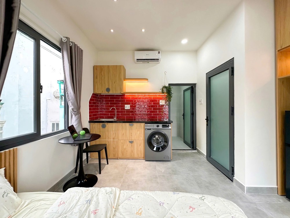 CHO THUÊ CĂN HỘ STUDIO TÂN BÌNH, FULL NỘI THẤT CÓ BAN CÔNG THOÁNG GẦN ĐẠI HỌC VĂN HIẾN