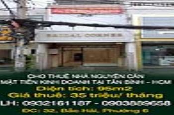 Cực Hiếm Chính Chủ Cho Thuê Nhà Nguyên Căn Mặt Tiền Kinh Doanh Tại Tân Bình Hcm
