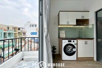 CHO THUÊ CĂN HỘ 1 PHÒNG NGỦ FULL NỘI THẤT, MÁY GIẶT RIÊNG + BAN CÔNG GẦN ĐẠI HỌC VĂN HIẾN